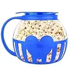 KORCCI The Original 3 Quart Microwave Glass Popcorn Popper, Borosilicate Glass, Dishwasher Safe, 3-in-1 Silicone Lid, BPA Free, Family Size (Blue), L