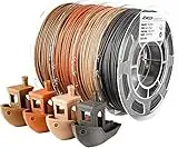 AMOLEN Wood Filament Bundle,Walnut,Bamboo Wood,Red Wood,Black Wood,3D Printer Filament,PLA Filament 1.75mm,200g/Spool