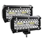 Zmoon Led Light Bar, 2Pcs 240W 24000lm [ Aluminum Alloy Die-Casting Shell ] Led Spotlight Off Road Lights Super Bright Flood Driving Light for SUV Jeep Boat (240 W)