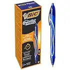 BIC Gel-ocity Quick Dry, Ultra Fast Drying Refillable Gel Ink Pens with Full Grip Barrel, in Blue, Pack of 12