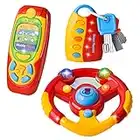 JOYIN 3 pezzi giocattolo per volante di guida per bambini, chiavi per auto e giochi per cellulare con musica per bambini e ragazze