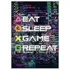 Lineo Gamer-Poster XXL Spielkonsolen-Poster für Gaming-Fans; Eat-Sleep-Game-Repeat Wandbild Kunstdruck für Jugendliche und Erwachsene Wand-Deko in kräftigen Farben