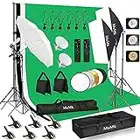 [Upgraded LED Bulb] Photography Lighting Kit 8.5x10ft Backdrop Support System and LED Softbox Set, 6400K Bulbs, Umbrella, Video Studio Continuous Lighting Kit for Photo Studio, and Video Shooting