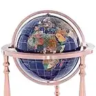 KALIFANO Large Gemstone Globe with Vibrant Polished Lapis Ocean and Mosaic Gem Continents on 37" Ambassador Antique Copper 3 Leg High Stand - World Globe with Floor Stand Office Decor