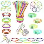 Vicloon Barras Luminosas, 100pcs Pulseras Luminosas con Variedad de Conectores, Kits para Crear Gafas, Pulseras triples, una Diadema, Bolas Luminosas, Mariposas, una Bola Luminosa Premium