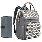 BABEYER Diaper Bag Backpack, Large Capacity Travel Nappy Bags With Insulated Pockets, Changing Pad-Gray