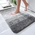 OLANLY Luxury Bathroom Rug Mat 30x20, Extra Soft and Absorbent Microfiber Bath Rugs, Non-Slip Plush Shaggy Bath Carpet, Machine Wash Dry, Bath Mats for Bathroom Floor, Tub and Shower, Grey