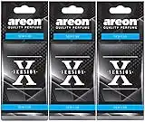 AREON X Version Car Air Freshener New Car Smell Scent Rear View Mirror Hanging Black Blue Set Multi Pack of 3