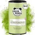 GREEN PANDA® Bio Gerstengras Pulver aus Österreich | Gerstengrassaft Pulver für grüne Smoothies, Super Green Pulver Shakes, Chlorophyll zum Trinken | in nachhaltiger Dose aus Karton |125g