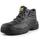 Black Hammer Mens Safety Boots Work Shoes Leather Steel Toe Cap Lightweight Footwear S3 SRC 1400 (9 UK) Black