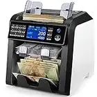 MUNBYN Dual Money Counter Machine Mixed Denomination and Sorter, Sort on DENOM/FACE/ORI, Value Counting, Counterfeit Detection 2 CIS/UV/MG/IR, Print Enabled, Mixed Bill Counter, 3Y Protection