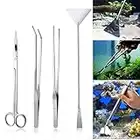 Czemo Edelstahl Aquarium Aquascaping Set 4 teilig, Aquarium Terrarium Tank Kit Zubehör,Pinzette Schere, Spatel Aquatische Werkzeuge Set Fisch Starter Aquascaping Kits