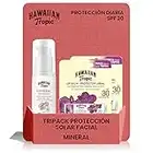 Hawaiian Tropic Mineral - Pack Protección facial, Loción Leche Solar Nutritiva Facial Factor SPF 30 + 2 bálsamos labiales SPF 30