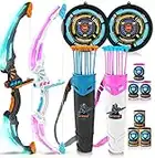 JOYIN Set Combo 2 in 1 Graviton & Photon Arco e Frecce Set Giocattolo per Tiro con L'Arco per Bambini, Set Gioco di Tiro con L'Arco Illuminato 2 Archi, 18 Frecce a Ventosa, 8 Bersagli e 2 Faretre