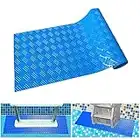 SFTYUFS Tapis antidérapant pour échelle de piscine - Tapis de protection en vinyle pour échelle de piscine hors sol, Bleu, Polish