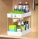 Ronlap Scaffale sotto Lavello Lavandino Cucina 2 ripiani, Organizer Sottolavello Portaoggetti, Bianco