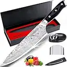 MOSFiATA Chef Knife, Ultra Sharp Kitchen Knife 8 inch, Premier High Carbon German EN1. 4116 Stainless Steel Knife, Full Tang Blade Cook Knife with Finger Guard, Knife Sharpener, Blade Guard, Gift Box