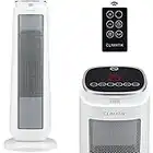 Climatik Oscillating White Tower Fan Heater - Ceramic PTC - Thermostat, 2 Power Settings, LED Display, Portable Design with Timer & Remote Control - 2000W