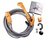 LIEBMAYA Outdoor Doccia Portatile da Campeggio 12V Portable Auto Doccia Elettrica con Tubo Flessibile Arancia giallo