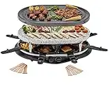 Cooks Professional Traditional Raclette Grill, Natural Stone & Non-Stick Metal Plates 2 in 1 Easy to Clean Large Grill Area with Thermostat Heat Control & 8 Spatulas (Traditional & Stone Plate)…