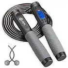 Te-Rich Skipping Rope Adult Fitness, Digital Speed Jump Rope with Counter [Ropeless for Indoor Use] for Women Men and Kids, Weighted Handles, Adjustable Rope, Exercise Equipment for Crossfit Boxing