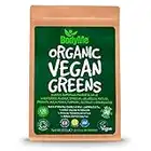 BodyMe Organic Vegan Greens Powder | 270g | Super Greens Blend | with Wheatgrass Moringa Spirulina Chlorella Matcha Prebiotic Inulin Mango Turmeric Beetroot Ashwagandha