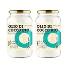 Olio di Cocco Biologico Extra Vergine CocoNativo –2x1000ml (2L)– Crudo e Spremuto a Freddo; Organico e Puro; Non Processato, (Bio Nativo),Ideale per Capelli, per il Corpo e ad Uso Alimentare