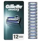 Gillette Mach3 Razor Blades Men, Pack of 12 Razor Blade Refills with Precision Trimmer, Packaging May Vary