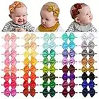 40 Pieces Baby Girls Headbands Nylon Hairband Grosgrain Ribbon Hair Bows Handmade Hair Accessories for Newborn Infant Toddler Kids