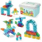 Play Brainy 101 Pieces Magnetic Cubes for Kids - 3D Building Blocks Set with Transparent Blocks in Varying Shapes and Colors - STEM-Approved Learning Toys for Kids Ages 3 and Up - Storage Box Included