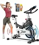 Pooboo Magnetic Exercise Bike Stationary, Indoor Cycling Bike with Built-In Bluetooth Sensor Compatible with Exercise bike apps& Ipad Mount, Comfortable seat and Slant Board, Silent Belt Drive, 350LBS Weight Capacity