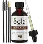 Ecla Castor Oil for Eyelashes and Eyebrows - 60mL 100% Pure Cold Pressed Castor Oil, Hair Oil - Eyelash Eyebrow, Pure Castor Oil for Hair Beard+ Eyeliner Brush, Spoolie