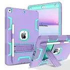 BENTOBEN iPad 9th Generation Case, iPad 8th Generation Case, iPad 7th Gen Case, iPad 10.2 2021/2020/2019 Case, 3 in 1 Heavy Duty Rugged Shockproof Protective Cover with Stand Pen Holder, Purple/Green