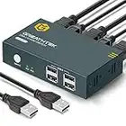 KVM HDMI Switch USB 2 Puertos 4K, USB2.0, 4K@30Hz Conmutador KVM 2 PC 1 Monitor, Ultra HD, con 2 Cables USB y 2 HDMI