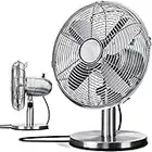 Kesser® Ventilateur de table au design rétro, entièrement métallique, Oscillation à 80Ḟ Ventilateur silencieux avec 3 vitesses commutable | Machine à vent | Angle d'inclinaison 40Ḟ, argent