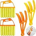 4 Pieces Window Venetian Blind Cleaner Tools Window Blind Duster Brush and 7 Finger Duster Brush for Window Air Conditioner Duster Dirt Housekeeping Cleaner (Yellow, Orange,)