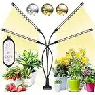 WOLEZEK Grow Light, 80 LED 4 Heads Grow Lights for Indoor Plants, Full Spectrum Plant Light 3000K 5000K 660nm, 10 Dimming Level, 4/8/12H Timer, 3 Switch Mode, Grow Lamp for Seedlings and Succulents