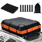 COSTWAY 15/21 Cubic Feet Car Roof Bag, 100% Waterproof Roofing Cargo Carrier Bags with Anti-Slip Mat & 10 Straps, Rooftop Luggage Storage Box for All Cars (21 Cubic Ft/594L without Combination Lock)