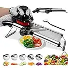 ZNM Mandoline Slicer Verstellbarer Edelstahl Gemüsehobel für Küche, Lebensmittelschneider für Kartoffeln, Tomaten, Käse, Obst, Zwiebeljulienne, Sendbürste & schnittfeste Handschuhe