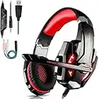 FUNINGEEK Micro Casque Gaming PS4, Casque Gaming Switch avec Micro Anti Bruit Casque Gamer Xbox One Filaire LED Lampe Stéréo Bass Microphone Réglable avec Micro 3.5mm Jack