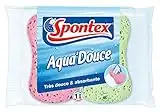 SPONTEX - Aqua' Douce - 2 éponges absorbantes aux couleurs douces pour la salle de bain