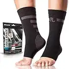 POWERLIX Ankle Brace Compression Support Sleeve (Pair) for Injury Recovery, Joint Pain and More. Achilles Tendon Support, Plantar Fasciitis Foot Socks with Arch Support, Eases Swelling (Black-2, Medium)