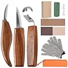 Wood Carving Tools, 13 in 1 Wood Carving Kit with Carving Hook Knife, Wood Whittling Knife, Chip Carving Knife, Gloves, Carving Knife Sharpener for Spoon, Bowl, Kuksa Cup, Beginners Woodworking