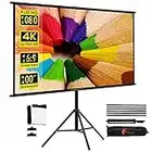 Projector Screen with Stand,Towond 100 inch Indoor Outdoor Projection Screen, Portable 16:9 4K HD Movie Screen with Carry Bag Wrinkle-Free Design for Home Theater Backyard Cinema