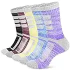 Amazon Brand - HIKARO Damen Sportsocken Dicke Atmungsaktive Baumwolle Wandersocken Blasenhemmend Feuchtigkeitsableitende Trekkingsocken 5 Paar, Geometrische 40-43