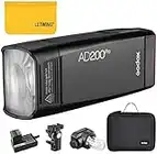 Godox AD200Pro AD200 Pro TTL Strobe Flash 200W 2.4G HSS 1/8000s Dual Head Flash,500 Full Power Flash with 2900mAh High Performance Li-ion Battery Compatible for Nikon Canon Sony Fuji Olympus Camera