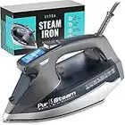 PurSteam Professional Grade 1800-Watt Steam Iron with Digital LCD Screen, 3-Way Auto-Off, Double-Layer Ceramic Soleplate, Axial Aligned Steam Holes, Self-Clean with 9 Preset Steam & Temp Settings