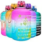 BuildLife Gallon Motivational Water Bottle Wide Mouth with Time Marker/Flip Top Leakproof Lid/One Click Open/Large BPA Free Capacity for Fitness Goals and Outdoor(Love Tree, 1 Gallon)