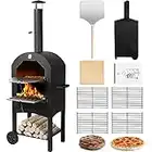 Xilingol Outdoor Pizza Oven, Wood Fired Pizza Oven for Outside, Patio Pizza Maker with Pizza Stone, Pizza Peel, Grill Rack, and Waterproof Cover for Backyard Camping
