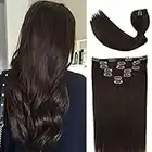 Clip in Hair Extensions Human Hair Double Weft 8A Grade No Tangling No Shedding 100% Remy Human Hair 15 Inch 7pcs 70g Dark Brown Hair Real hair for Fashion Women